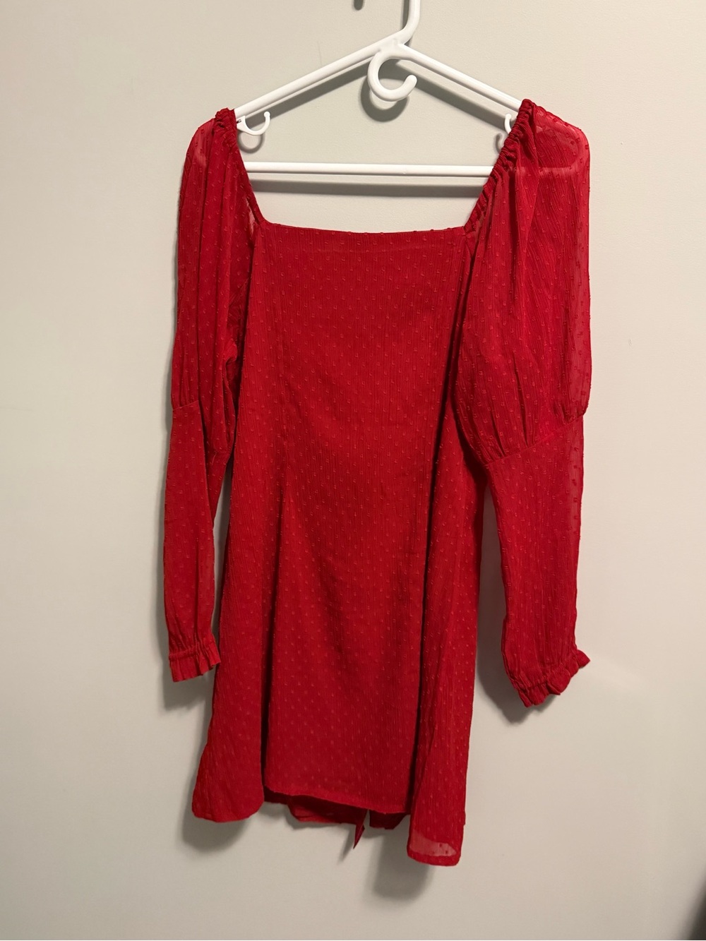 ASOS Red Long-Sleeve Ruffle Button-Front Dress - Picture 2 of 2
